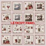 BAVLNĚNÉ LÁTKY- PANELY, REPRODUKCE OBRAZŮ,ŠICÍ STROJE